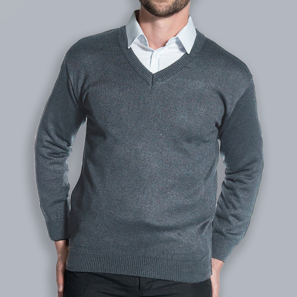 Blusa De Lã Gola V Lisa Em Tricot Casual Básico para Dia a Dia