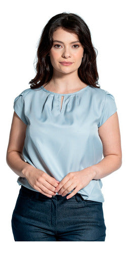 Blusa Feminina Lisa Manga Curta Para Trabalho Com Mega Conforto
