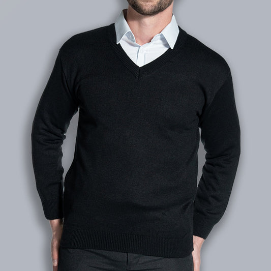 Blusa De Lã Gola V Lisa Em Tricot Casual Básico para Dia a Dia