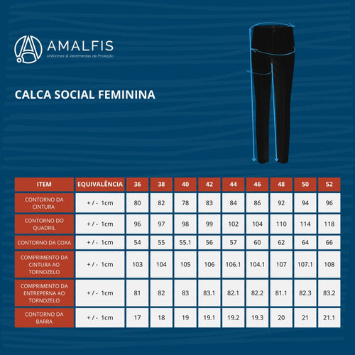Calça Social Feminina de Alfaiataria Com Elastano Para Recepcionista Secretária