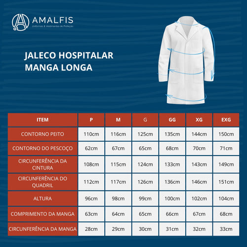 Jaleco Hospitalar Masculino Gabardine Manga Longa