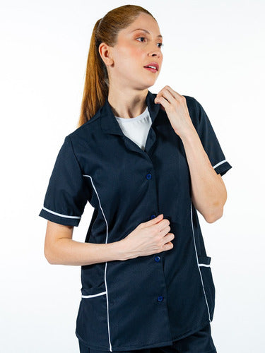 Kit 2 Conjuntos Uniforme Jaleco E Calça Para Faxineira E Babá