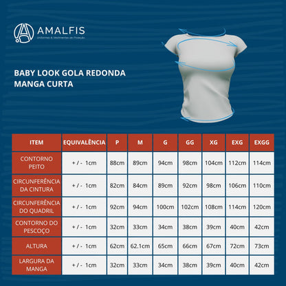 Camiseta Baby Look Casual Com Gola Redonda E Alta Qualidade