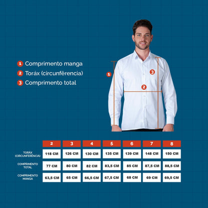 Camisa Social Masculina Manga Longa Para Garçons Premium